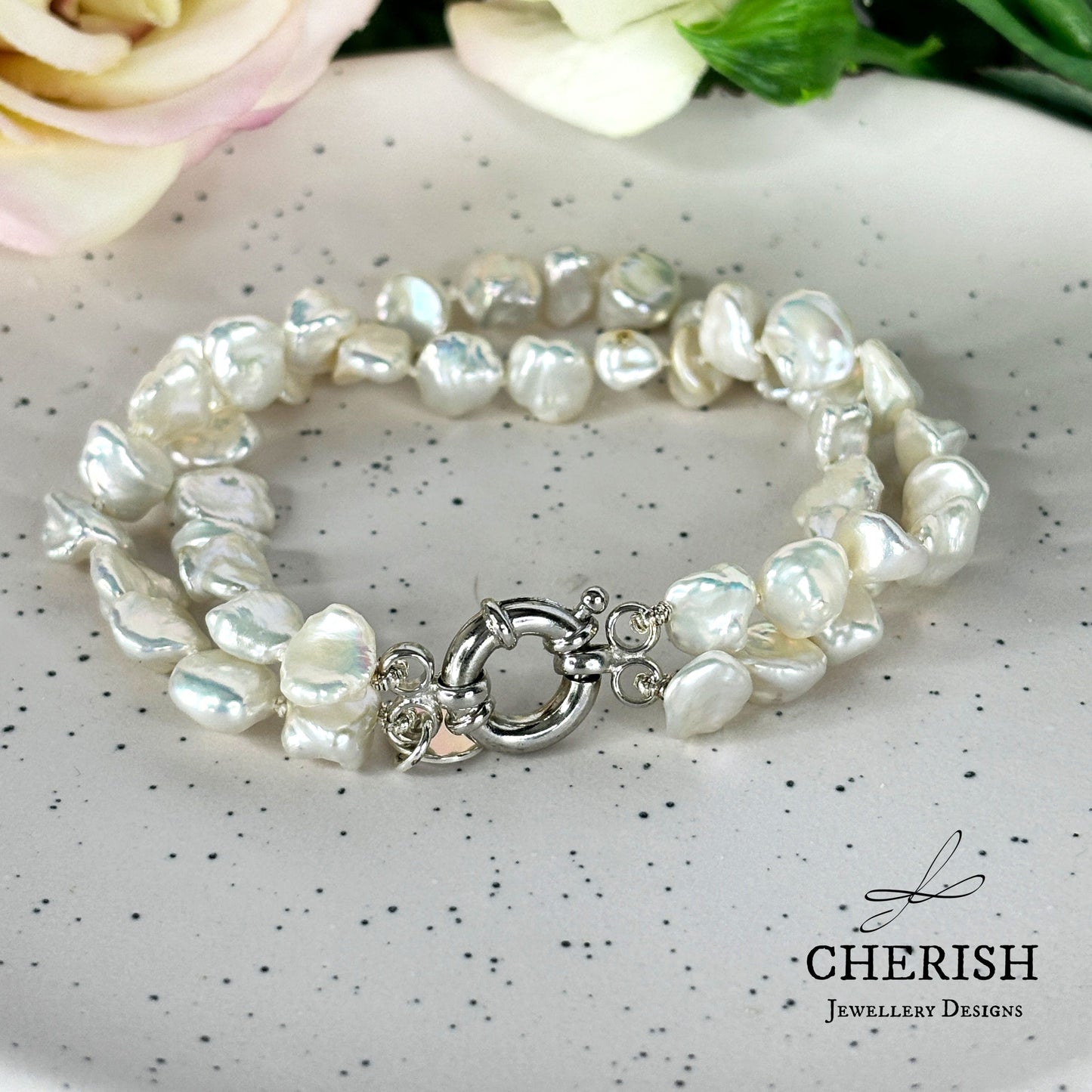Adeline double strand keshi Pearl bracelet