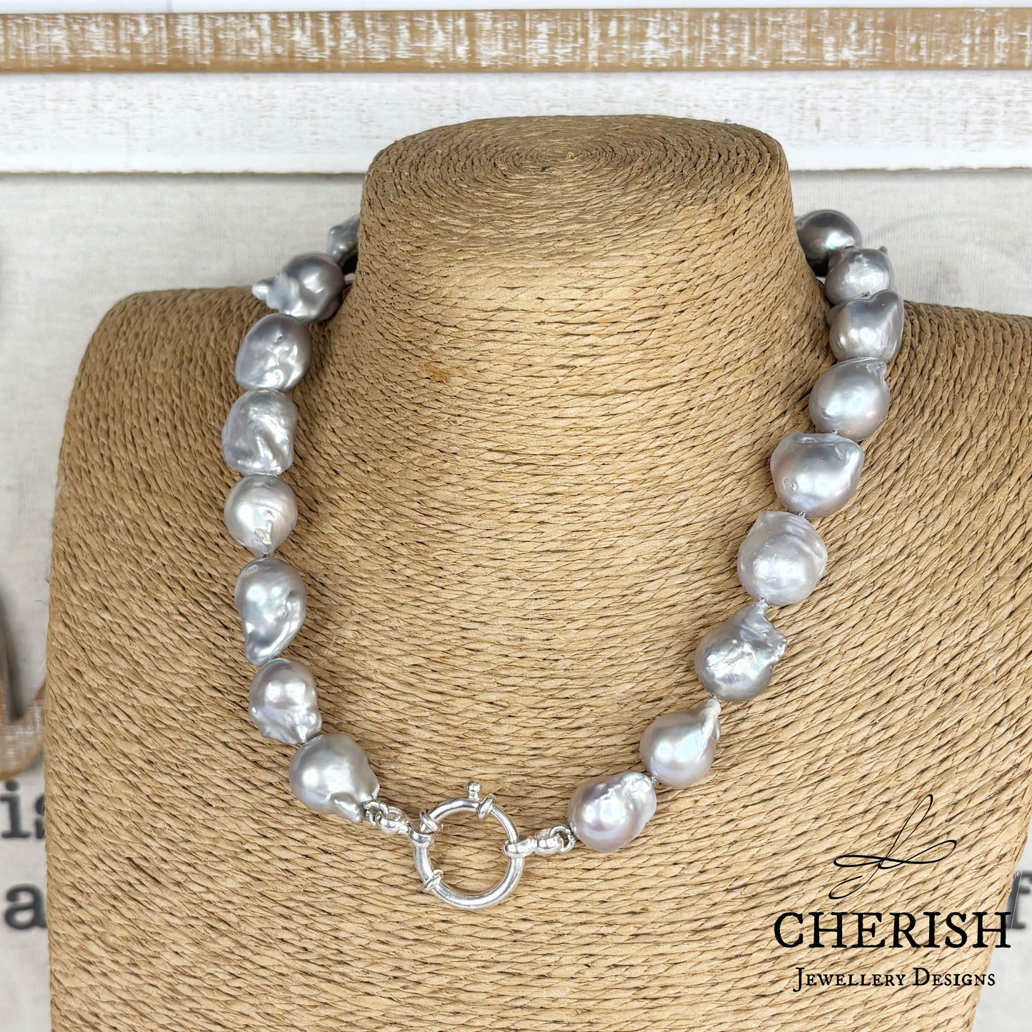 Amari Silver/Lilac Baroque Pearl Necklace