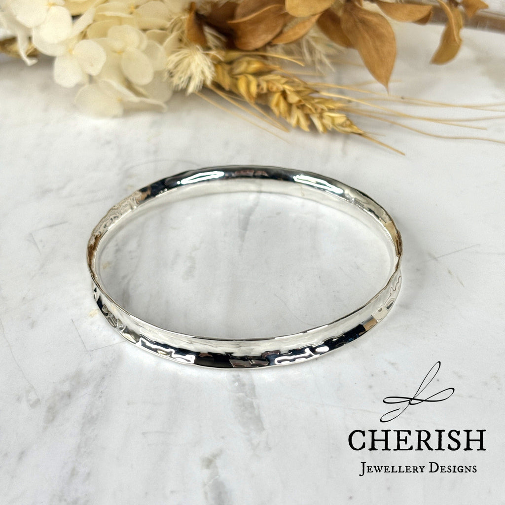 8mm Concave Hammered Bangle