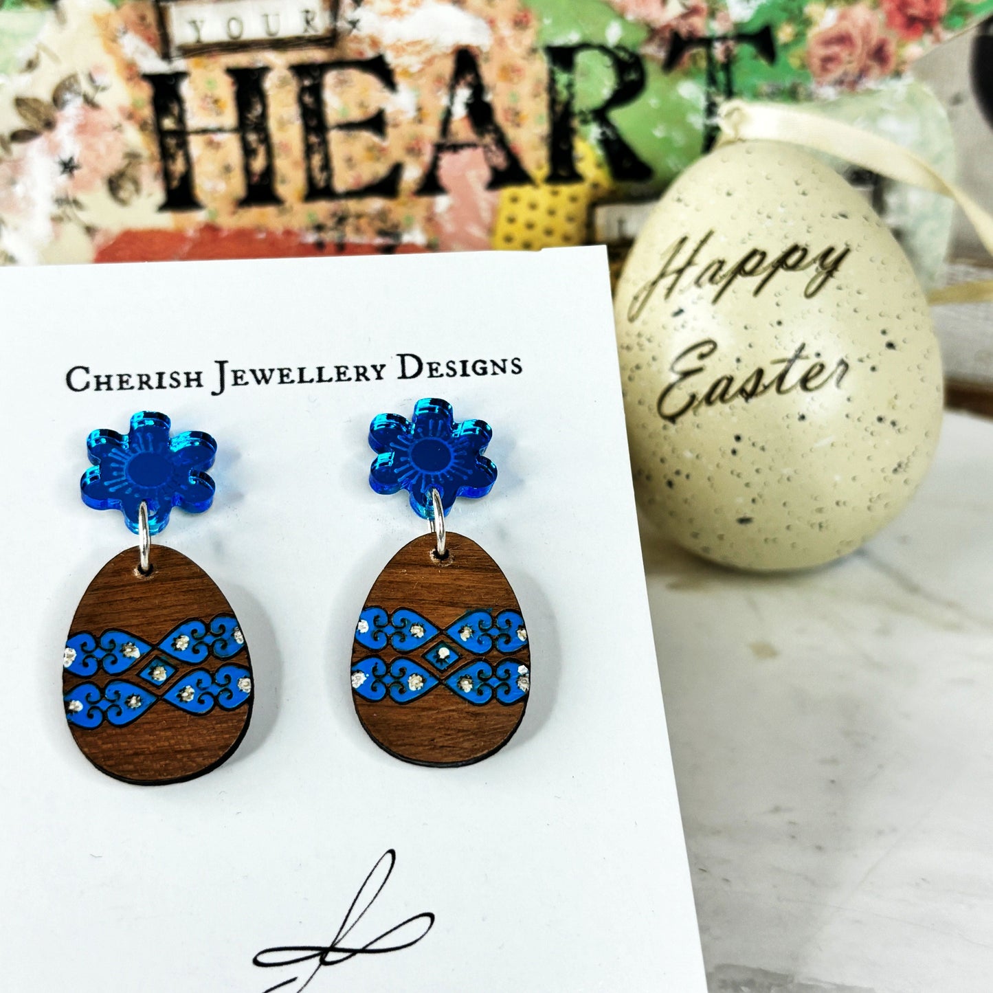 Easter Egg Dangles - Blue Tones
