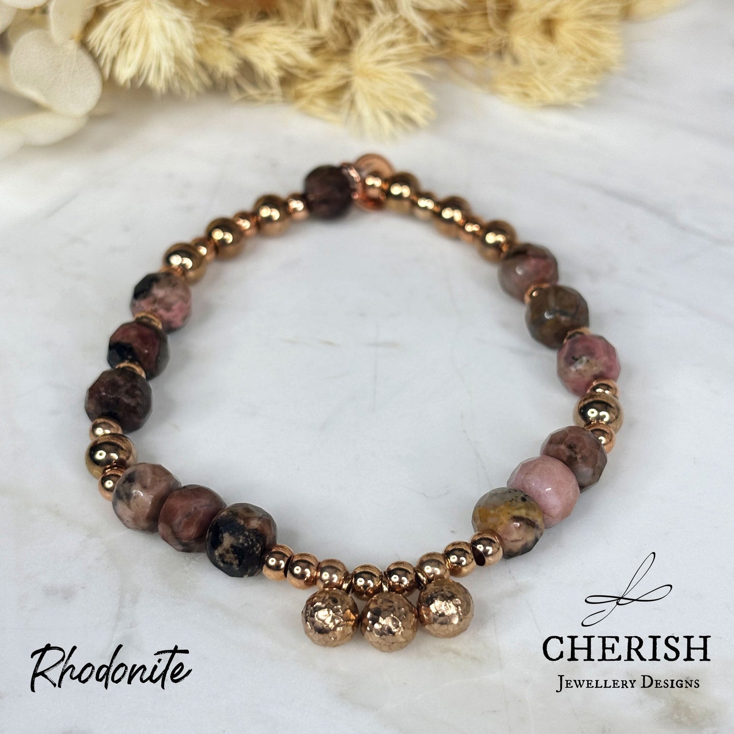Gemma Gemstone Bracelets - Rhodonite