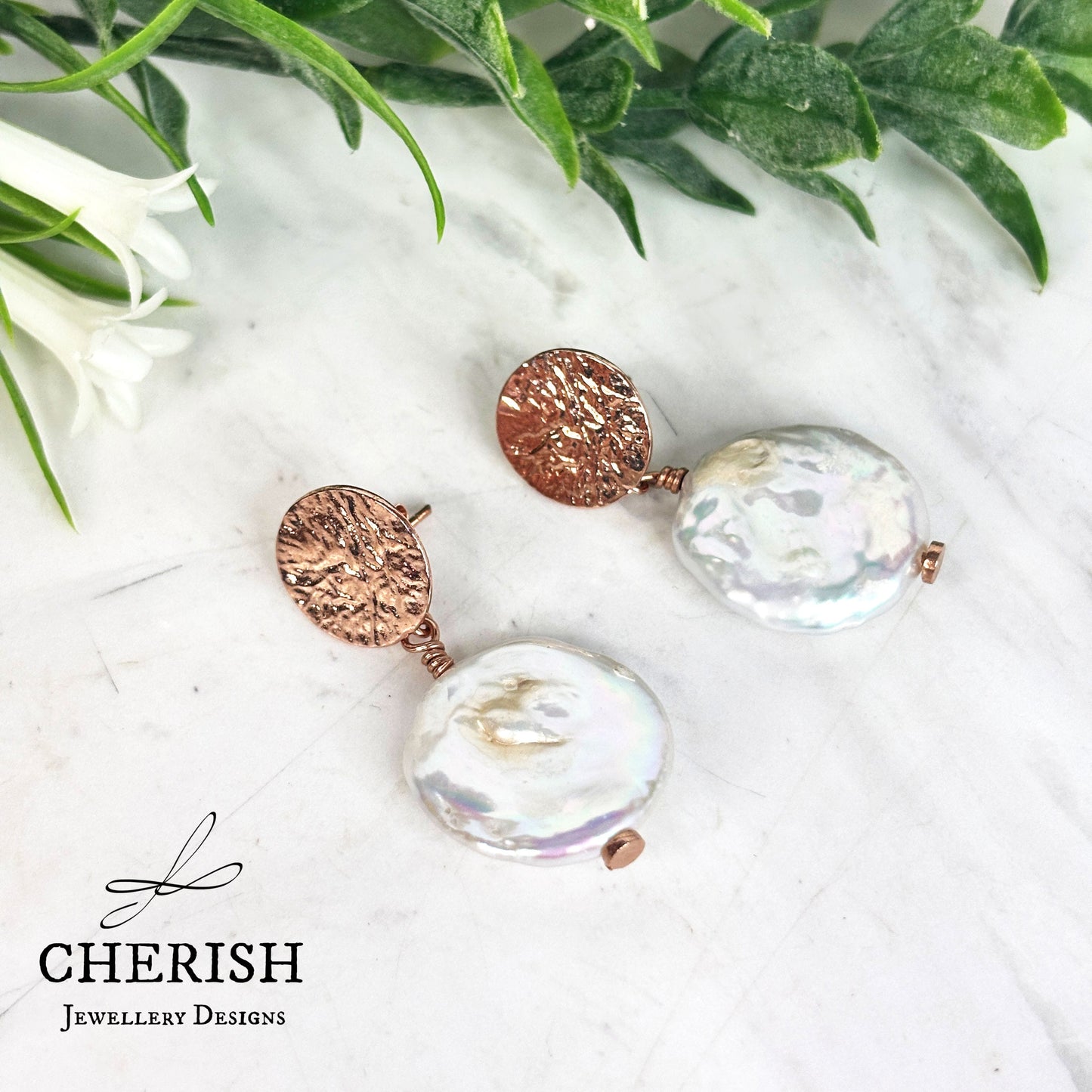 Inara Coin Pearl Stud Earrings