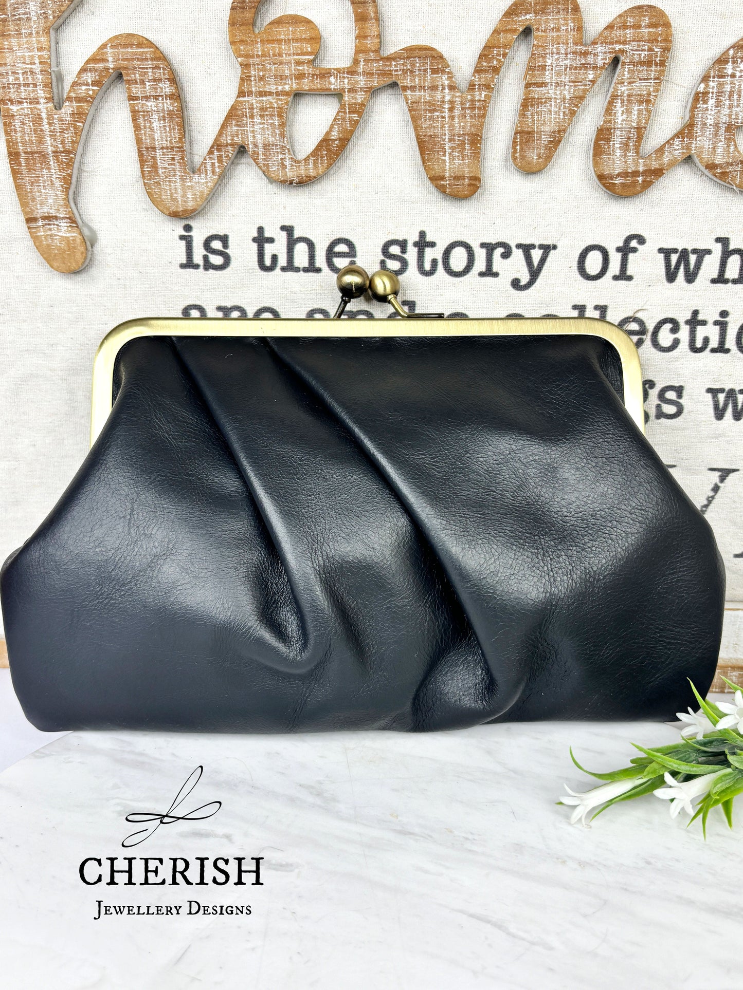 Pleated Leather Clutch