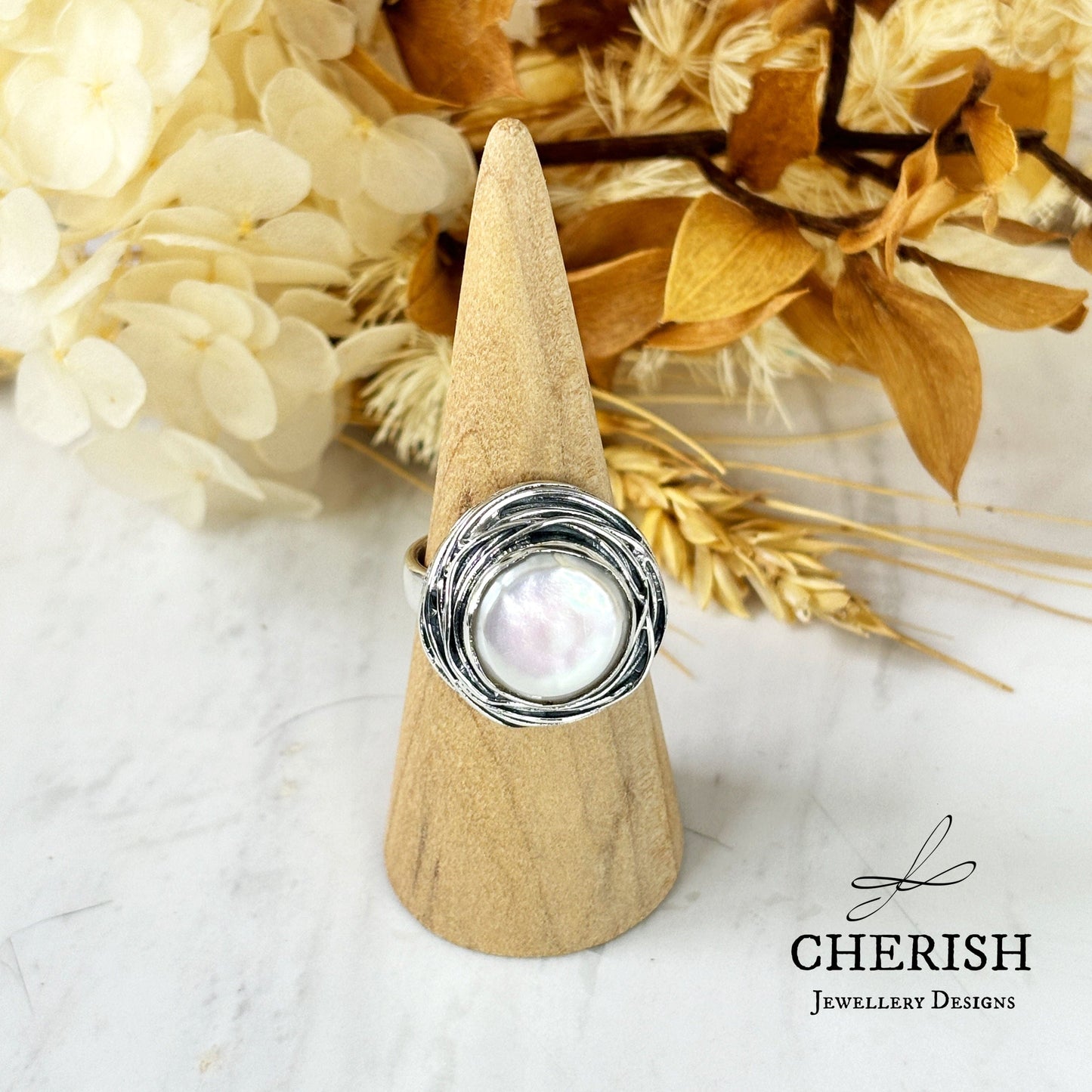 Birdnest Coin Pearl Ring