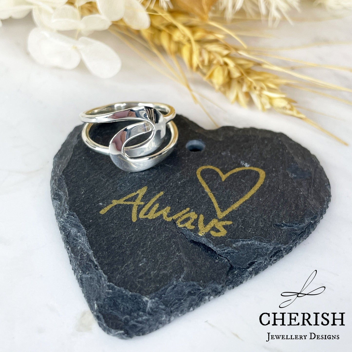 Sterling Silver 2 Loops Intertwined Ring