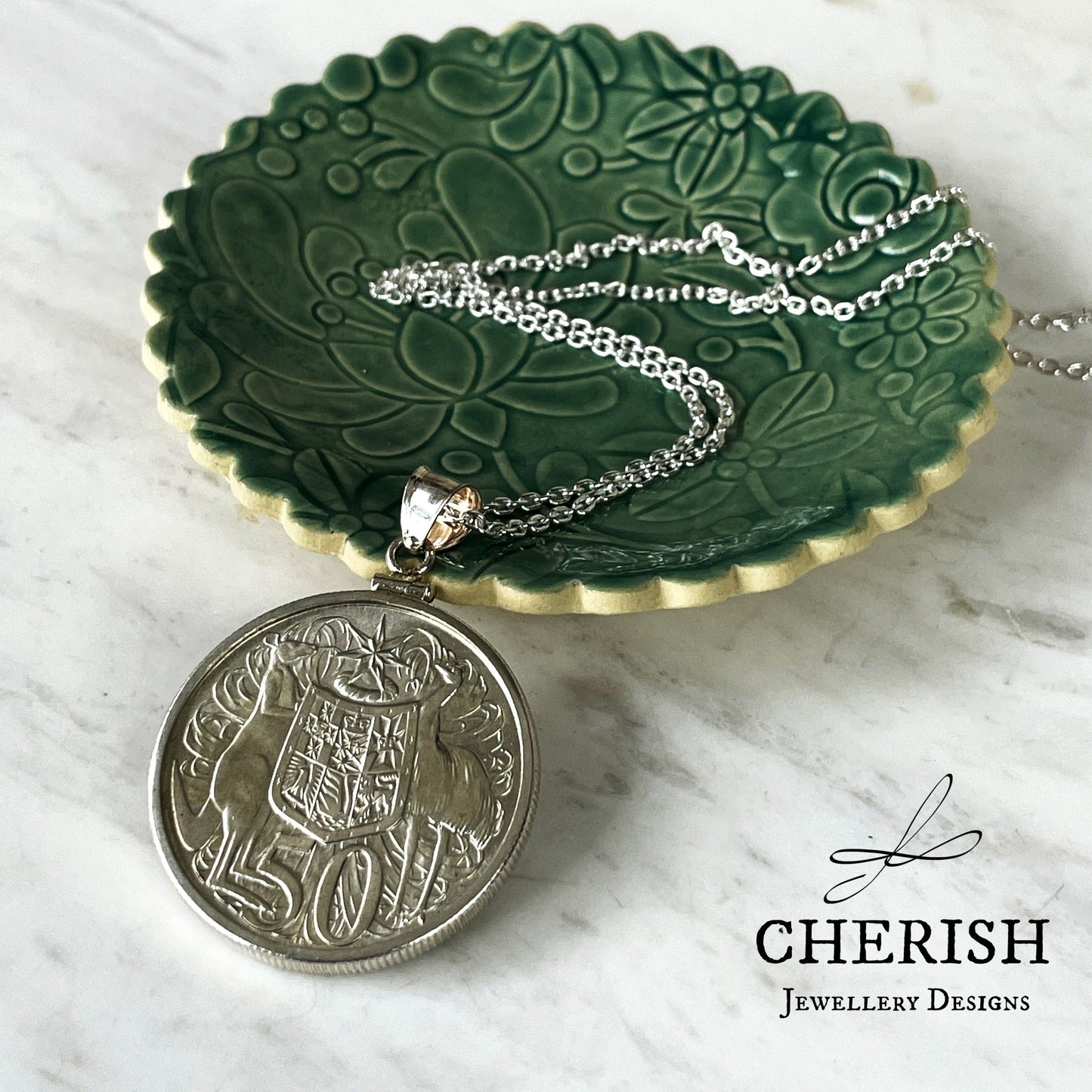 1966 Australian 50 Cent Coin Pendant