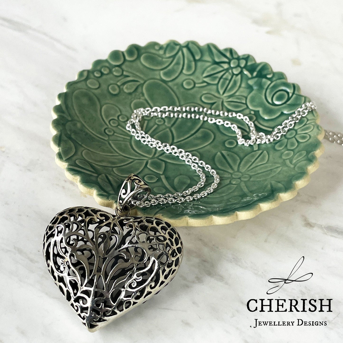 Sterling Silver Filigree Heart Pendant