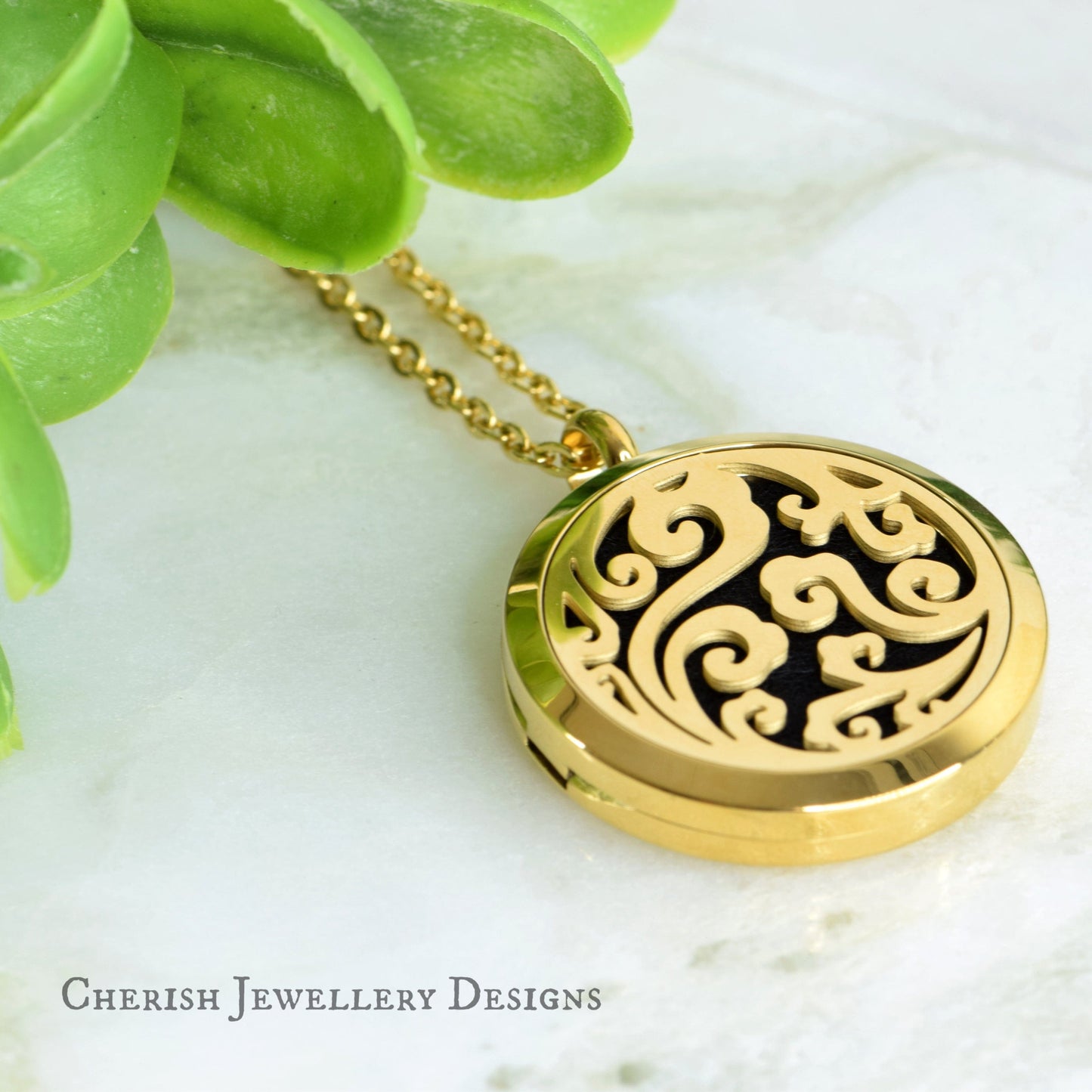 Gold Filigree Aroma Pendant
