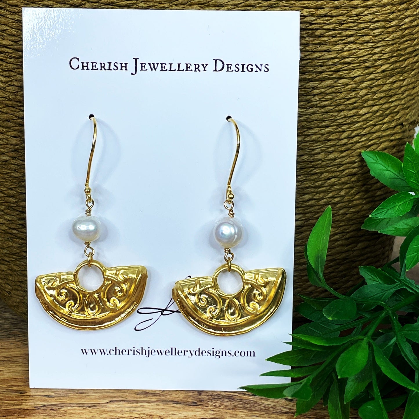 Gold Half Moon Tribal Earrings