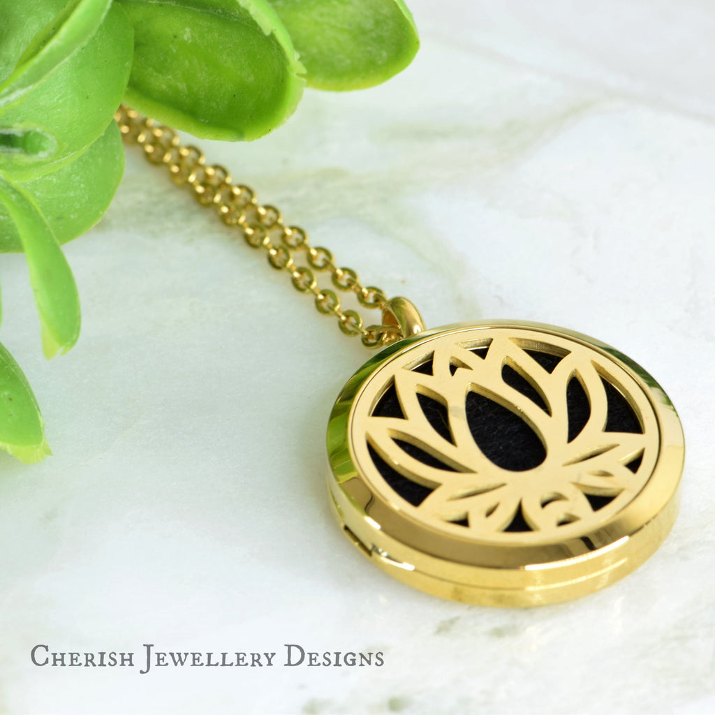 Gold Lotus Aroma Pendant