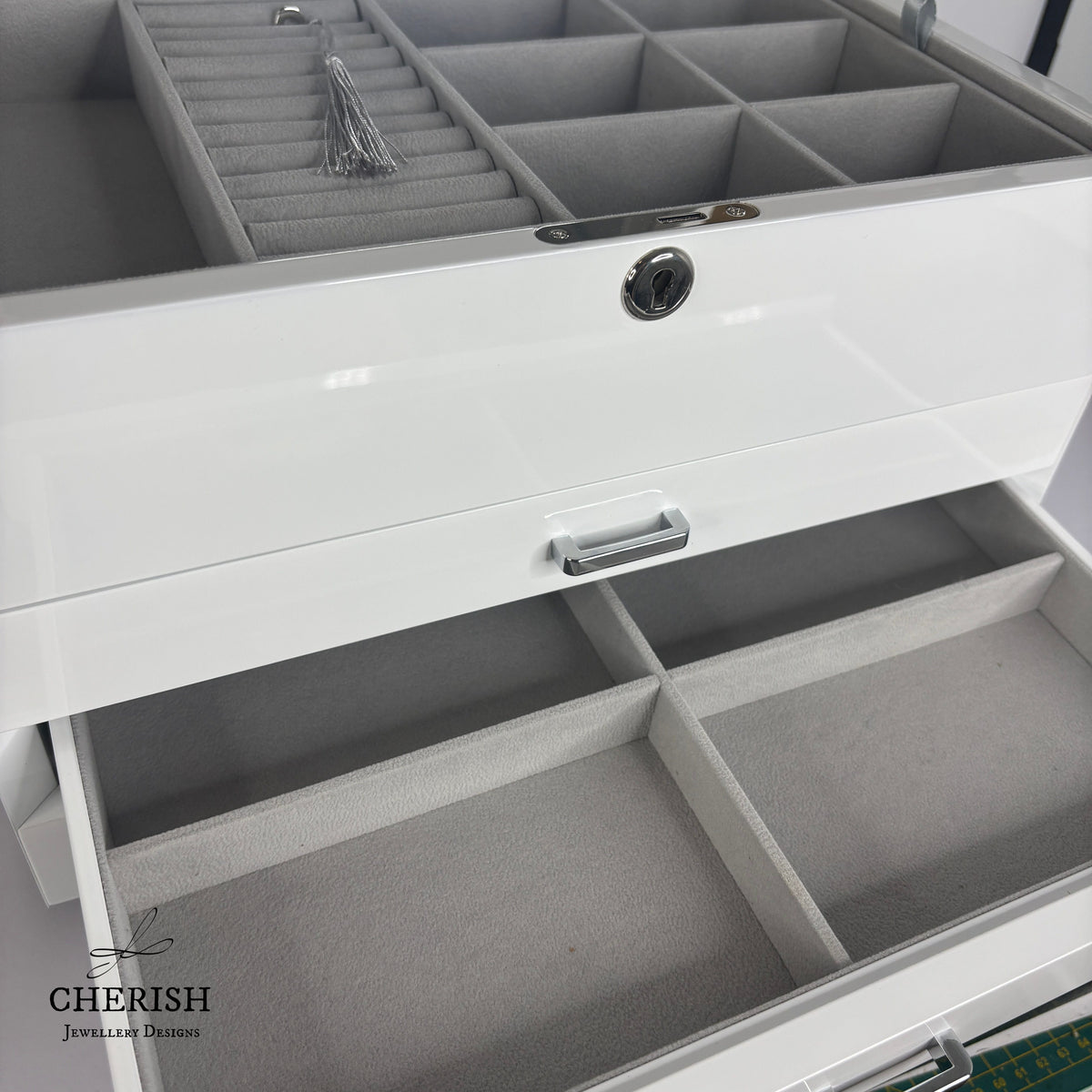 PRE-ORDER: White High Gloss Wooden Jewellery Box