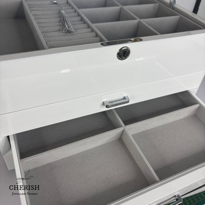 PRE-ORDER: White High Gloss Wooden Jewellery Box