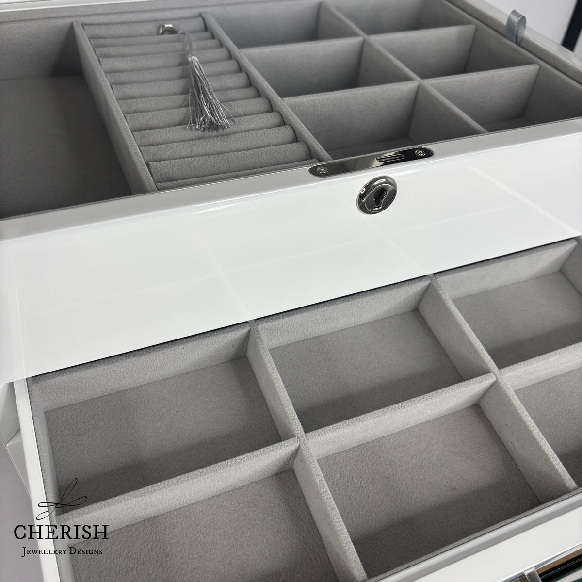 PRE-ORDER: White High Gloss Wooden Jewellery Box