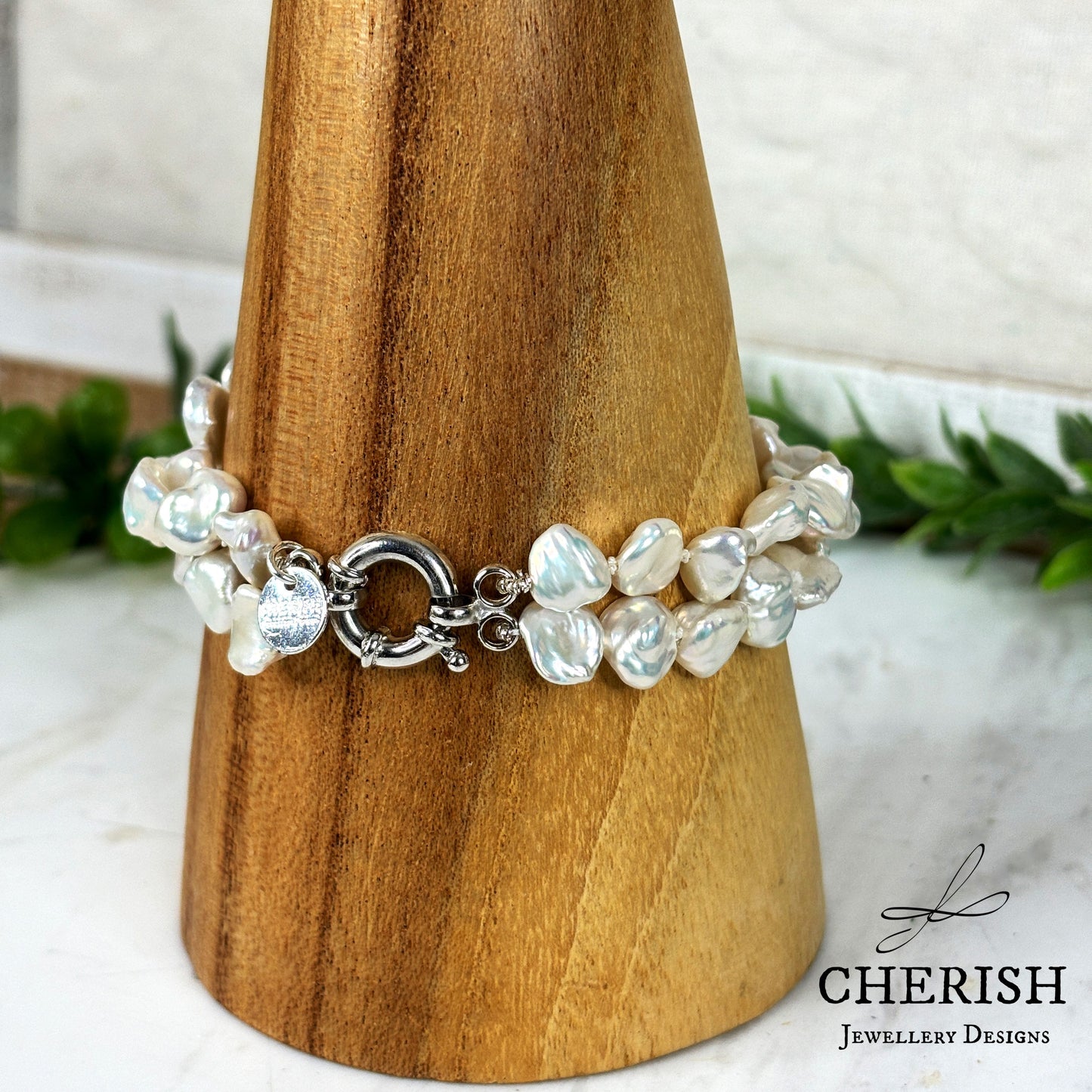 Adeline double strand keshi Pearl bracelet