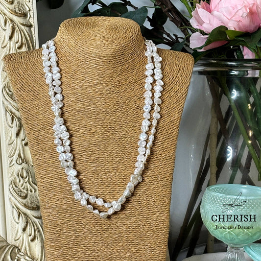 Adeline Double strand Keshi Pearl Necklace