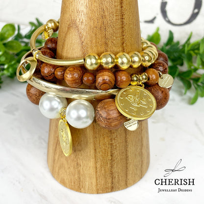 Alara Timber and Pearl Bracelet Large