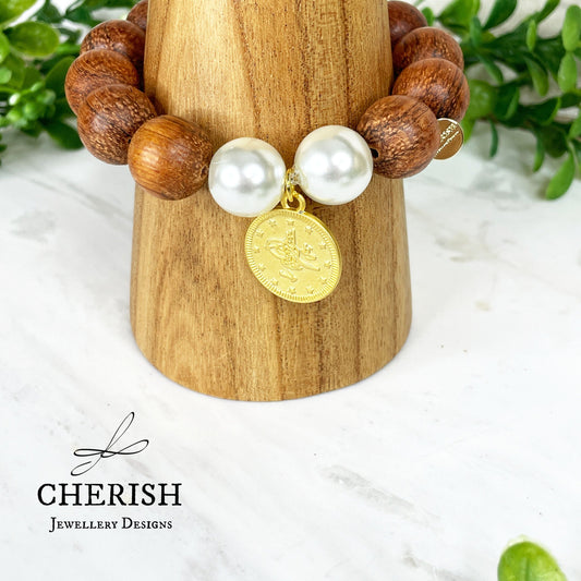 Alara Timber and Pearl Bracelet Large