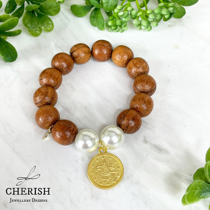 Alara Timber and Pearl Bracelet Large