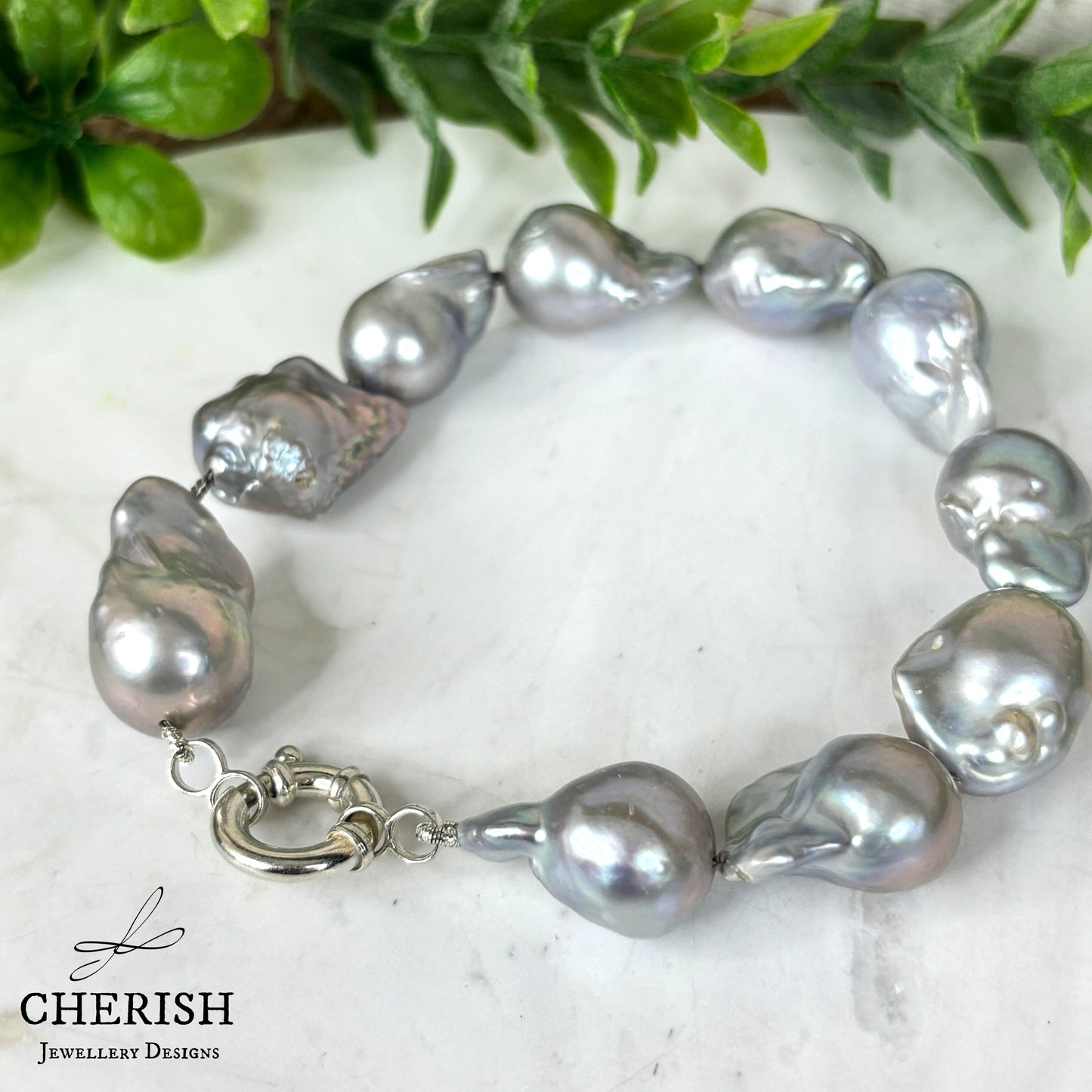 Amari Silver/Lilac Baroque Pearl Bracelet