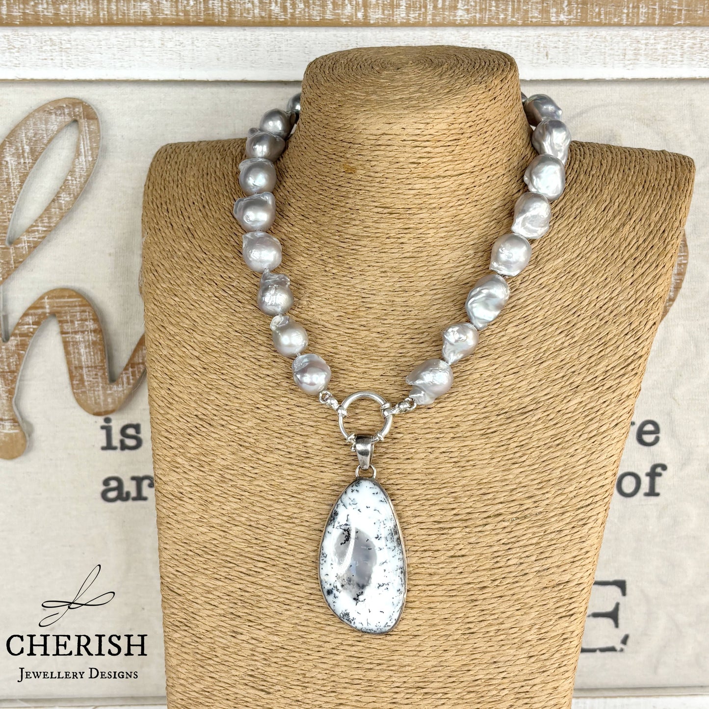 Amari Silver/Lilac Baroque Pearl Necklace