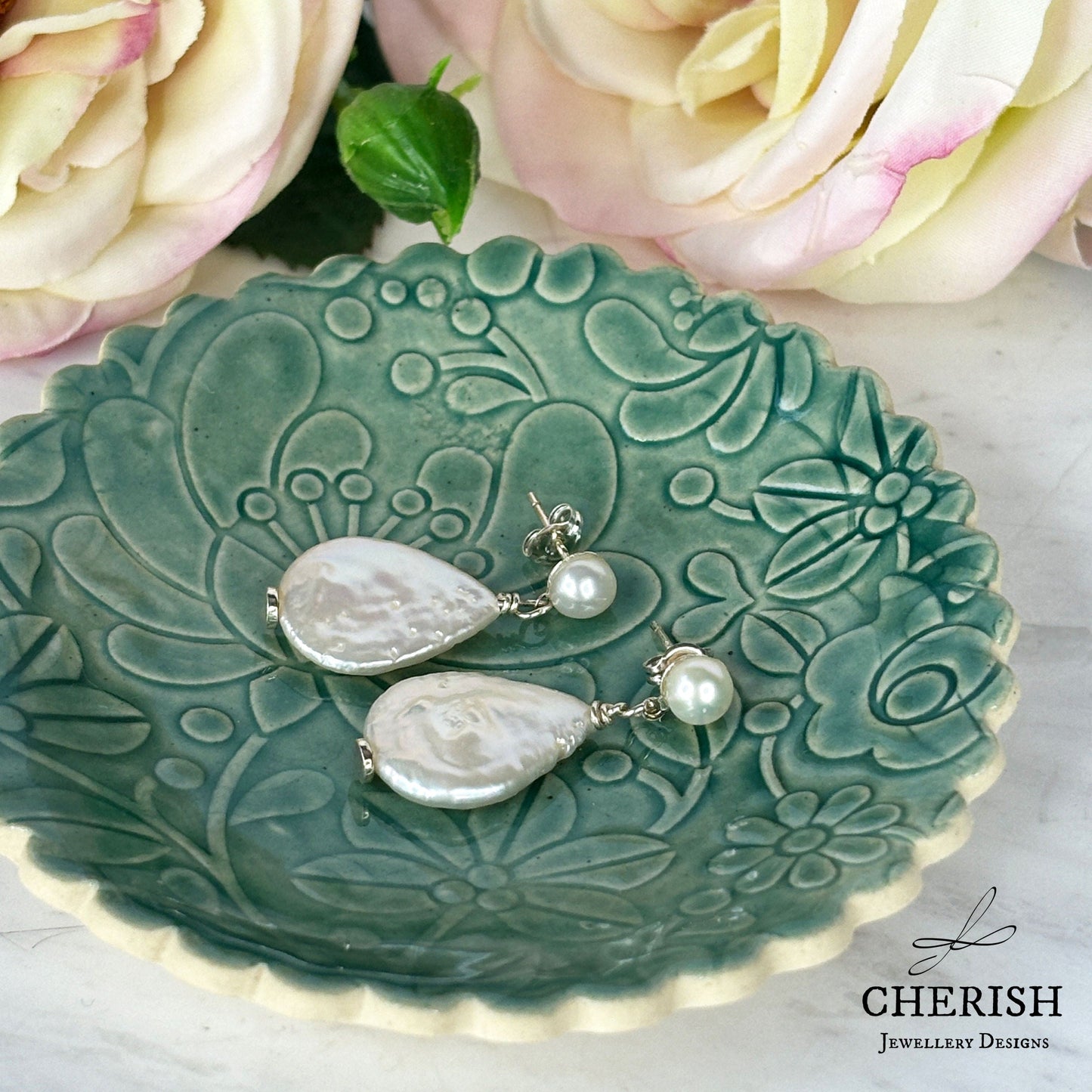 Ava Teardrop Pearl Earrings