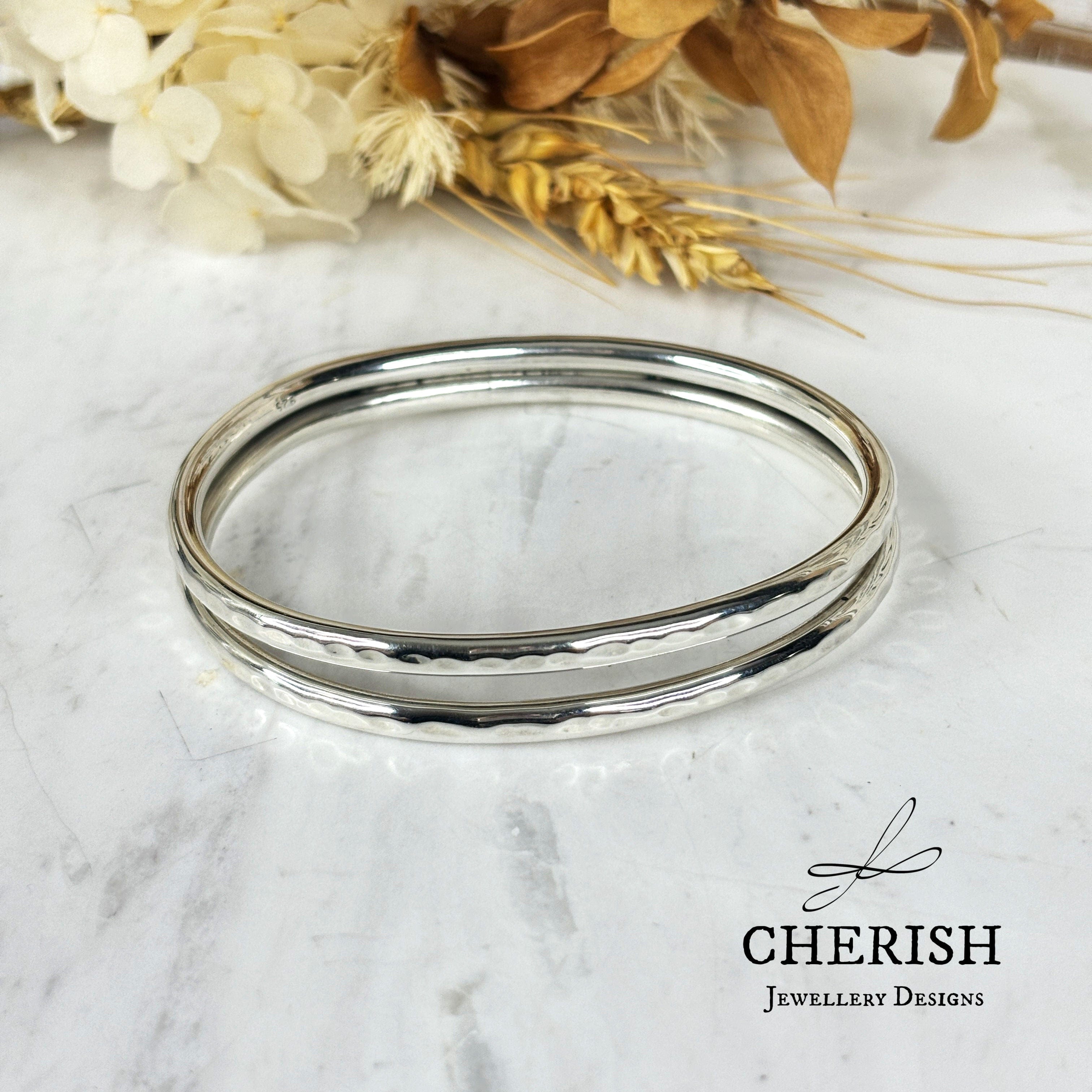 Hammered Double Oval Bangle