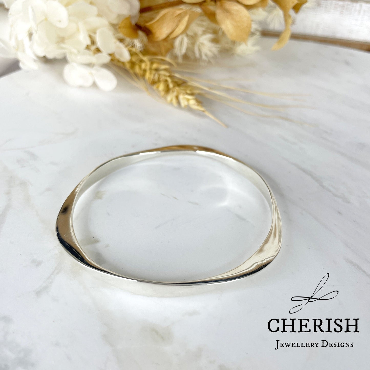 Triangular Sterling Silver Bangle