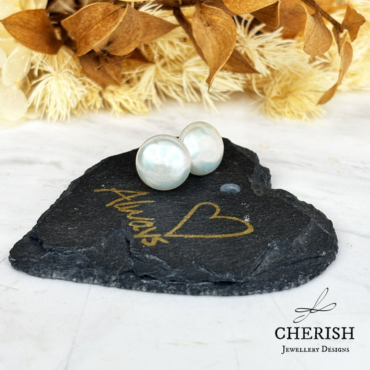 Coin Pearl Studs