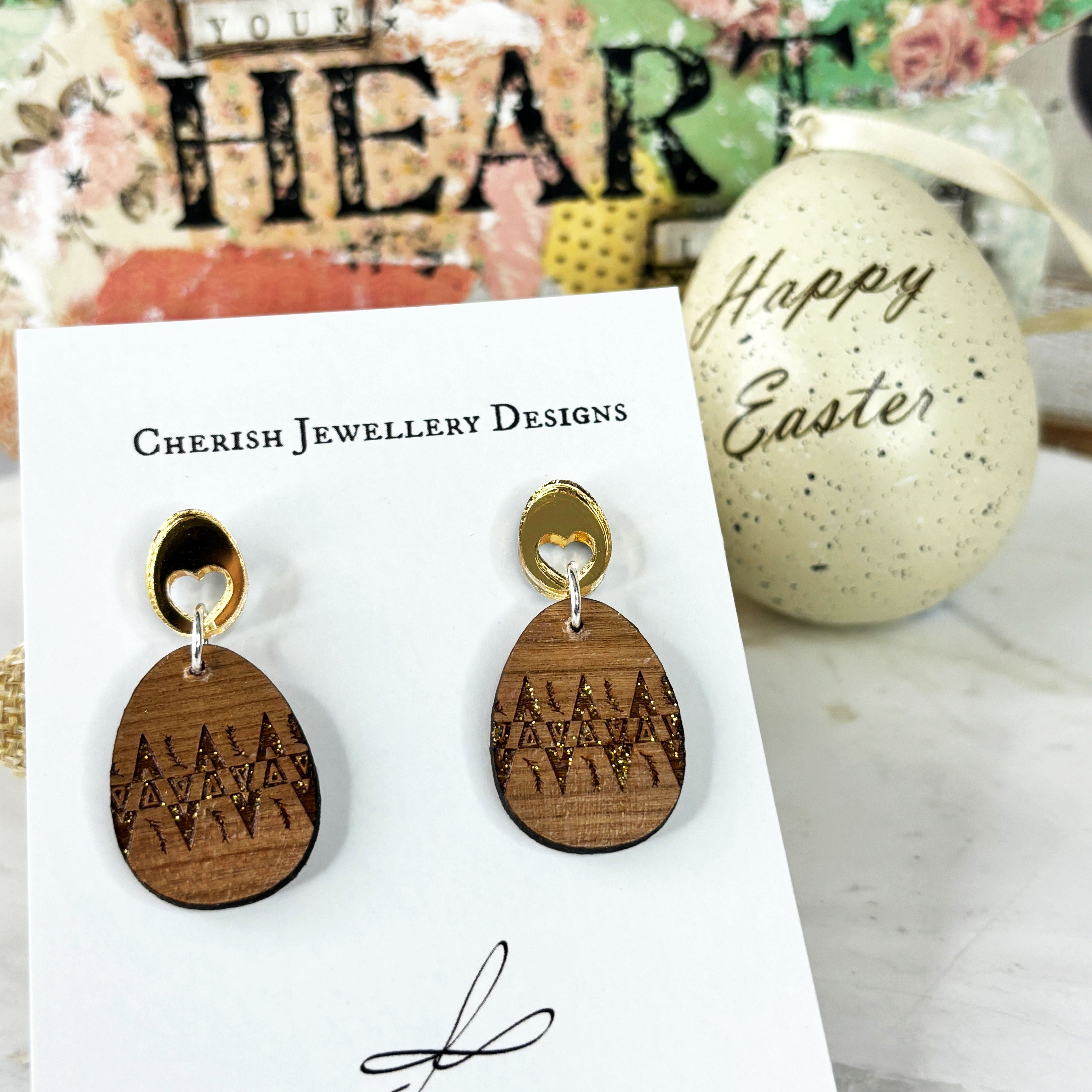 Easter Egg Dangles - Gold