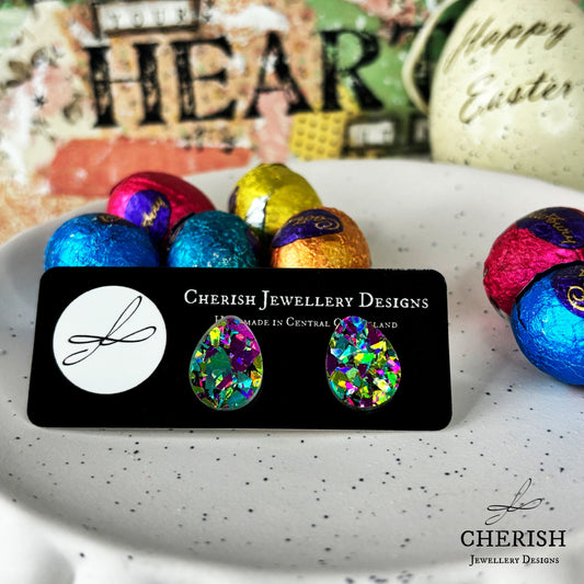 Glitter Easter Egg Studs