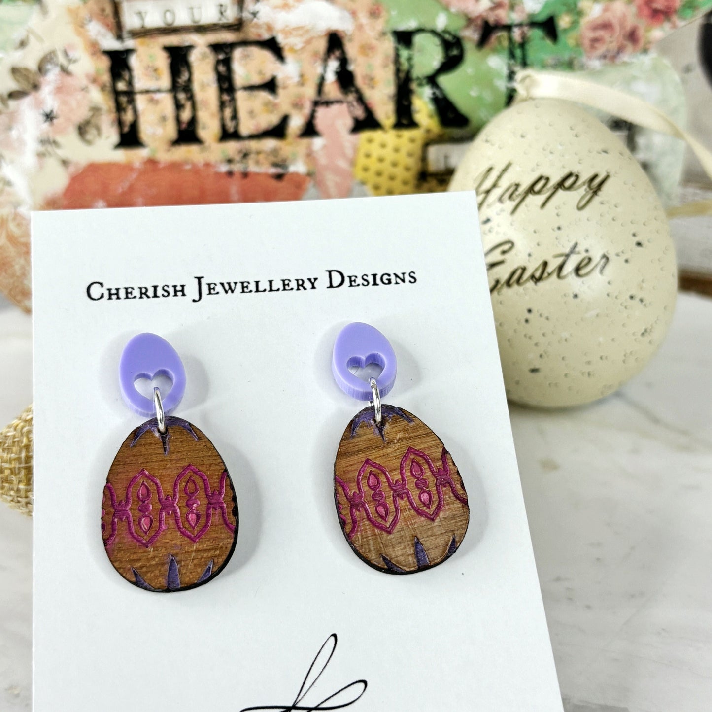 Easter Egg Dangles - Purple Tones