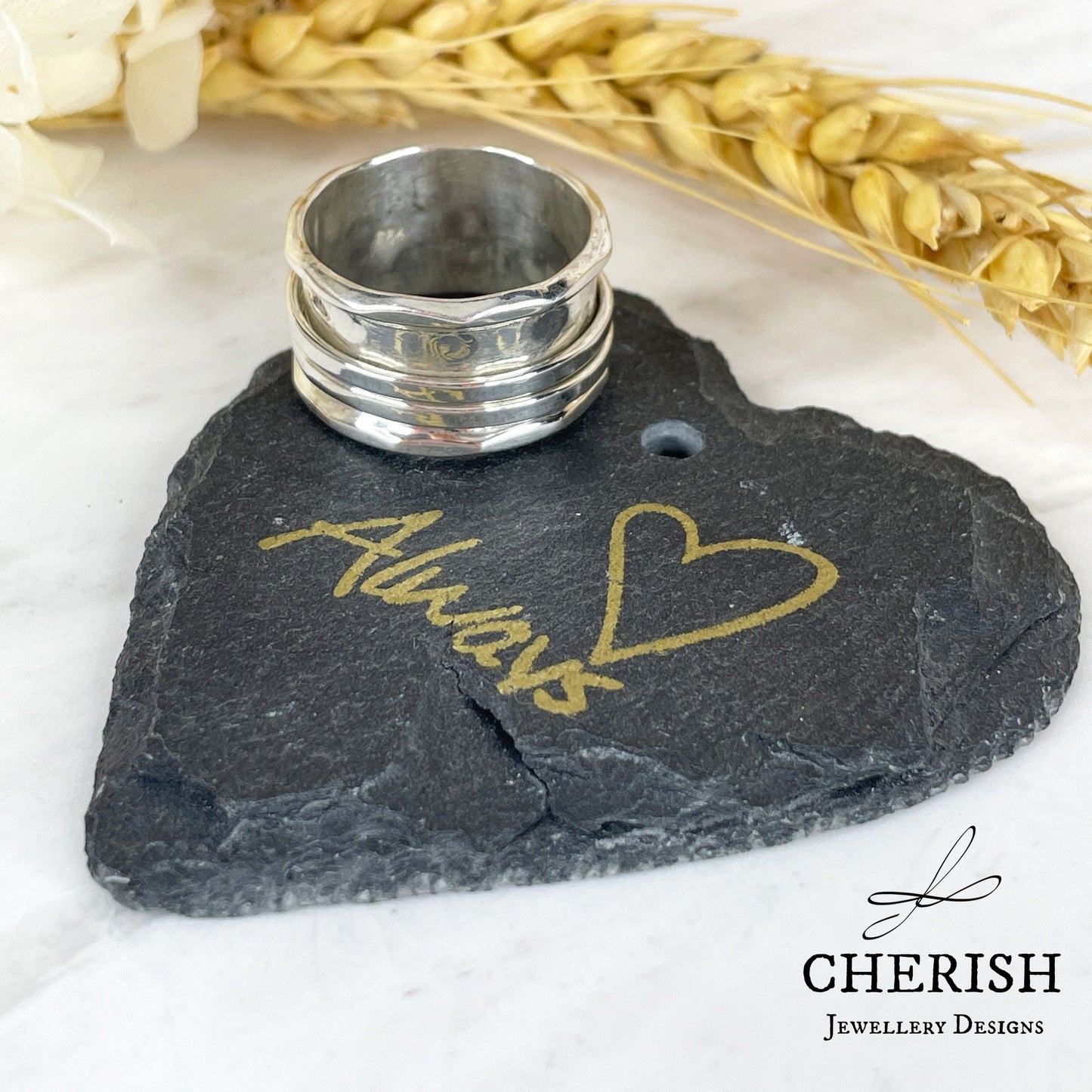 Hammered Double Spinner Ring