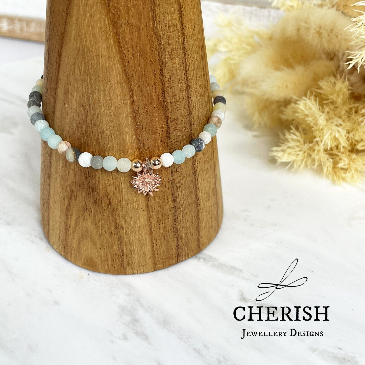Amazonite Sunflower Bracelet