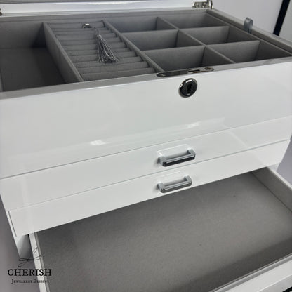 PRE-ORDER: White High Gloss Wooden Jewellery Box