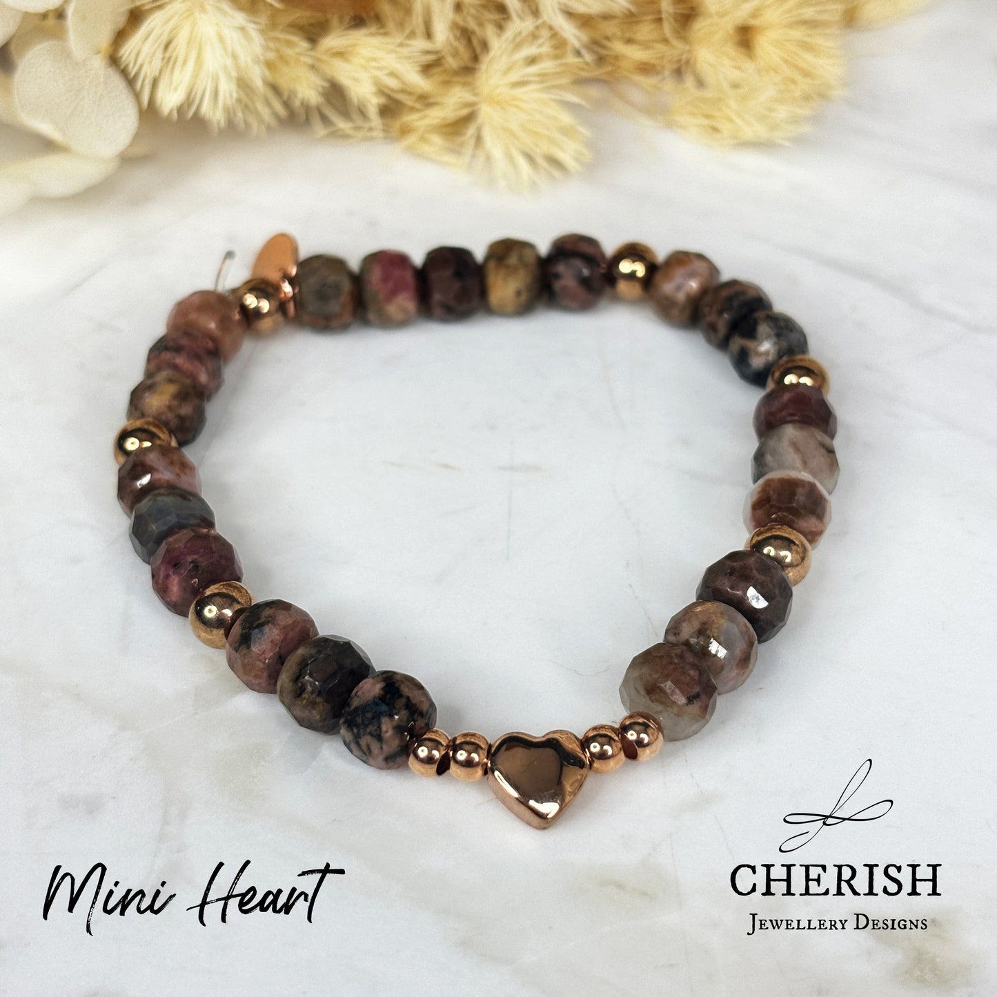 Gemma Gemstone Bracelets - Rhodonite