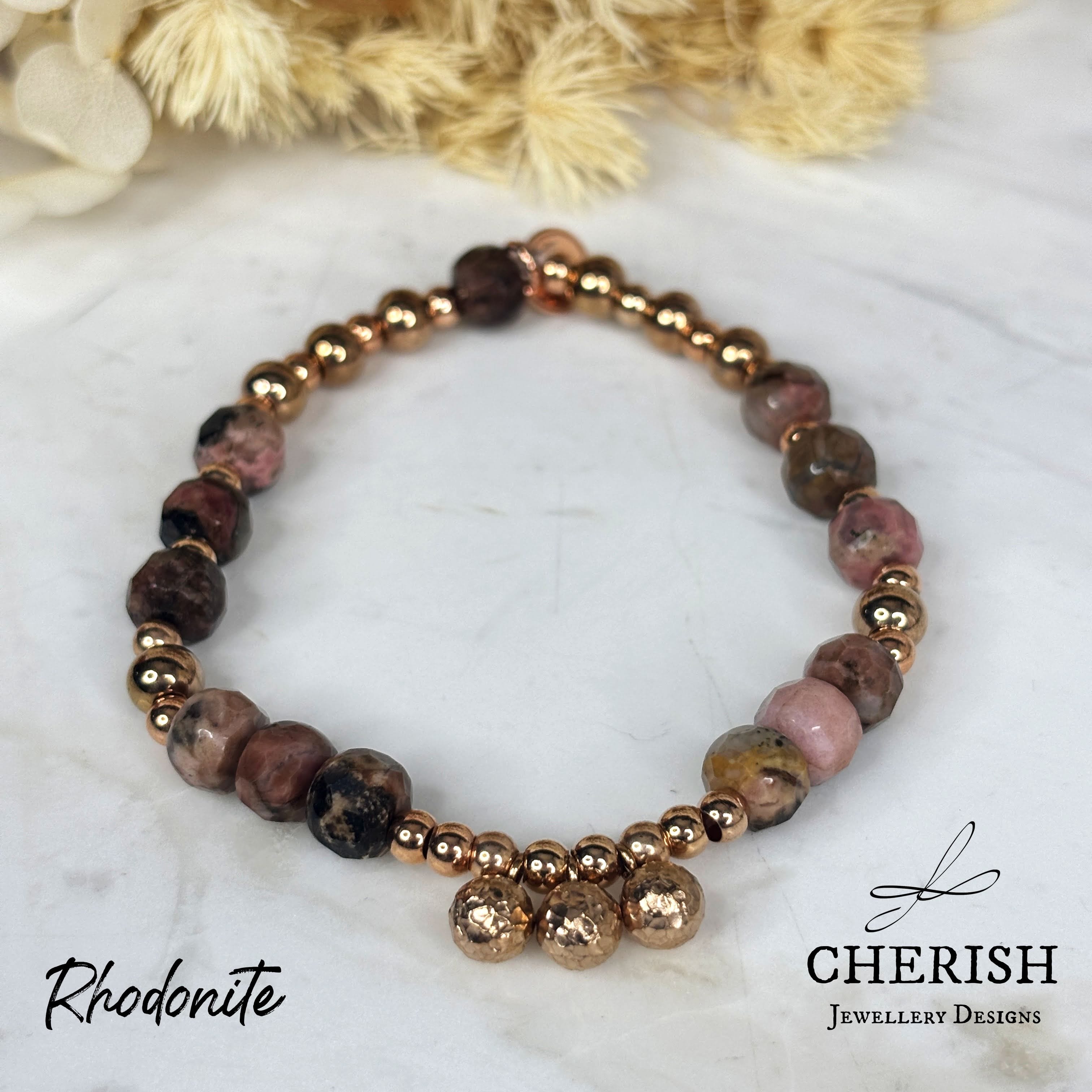 Gemma Gemstone Bracelets - Rhodonite