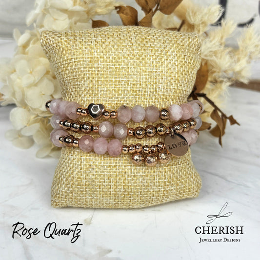 Gemma Gemstone Bracelets - Rose Quartz