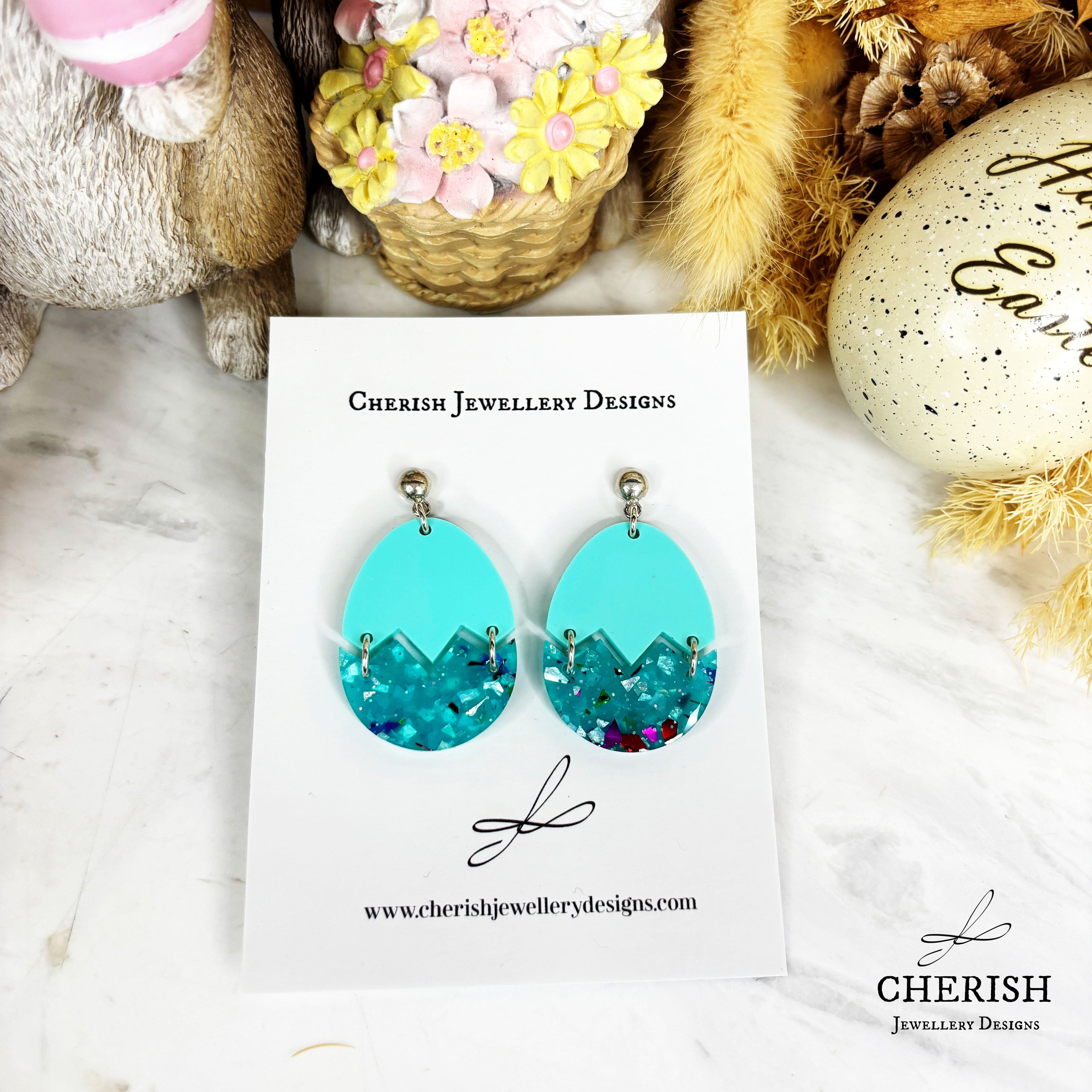Glitter Cracked Easter Egg Earrings