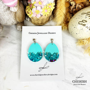 Glitter Cracked Easter Egg Earrings
