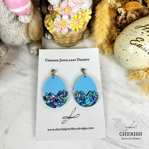 Glitter Cracked Easter Egg Earrings