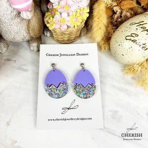 Glitter Cracked Easter Egg Earrings