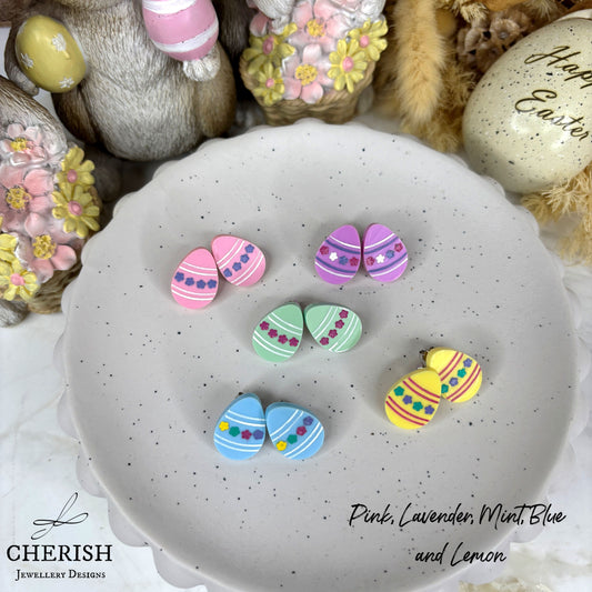 Hand Painted Easter Egg Studs