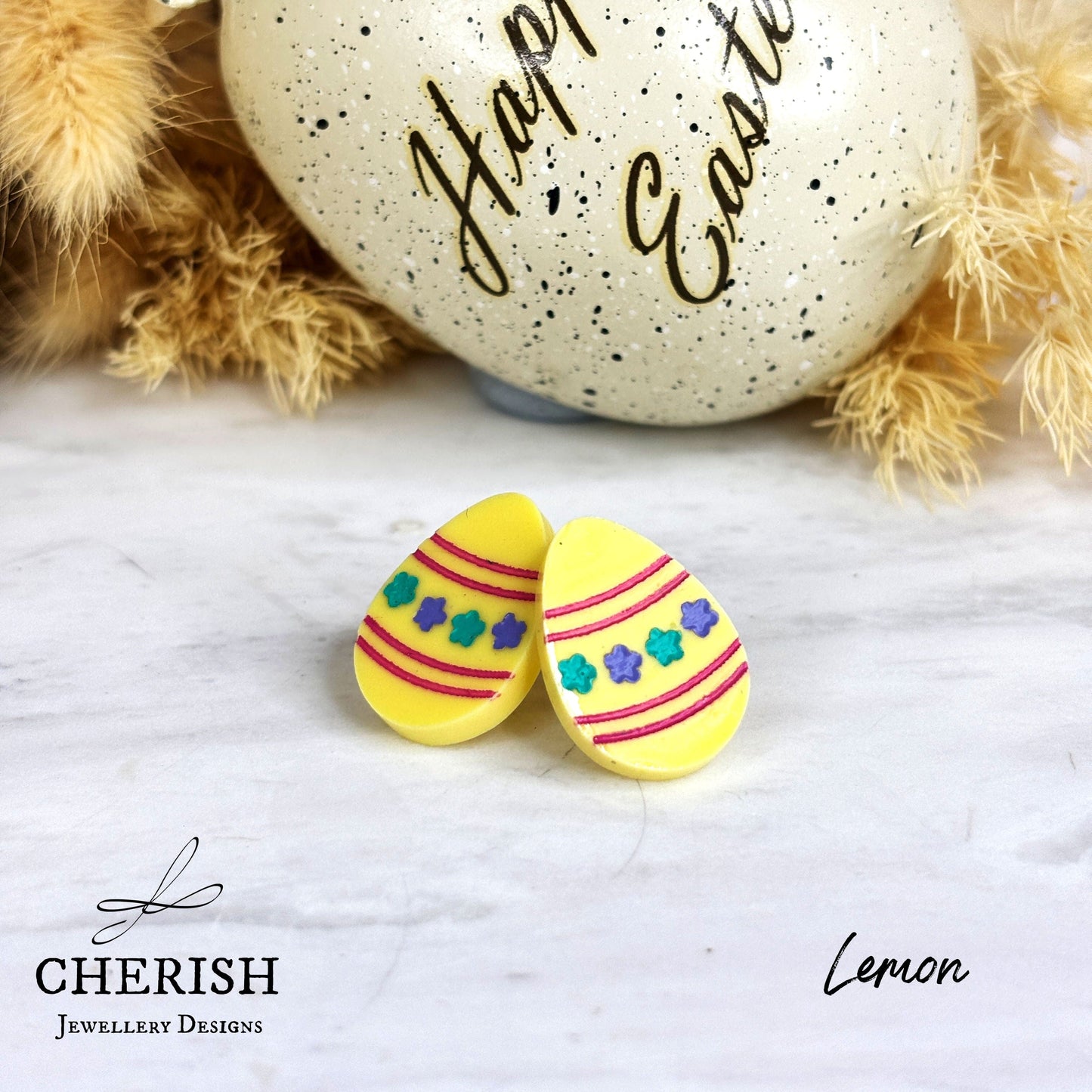 Hand Painted Easter Egg Studs
