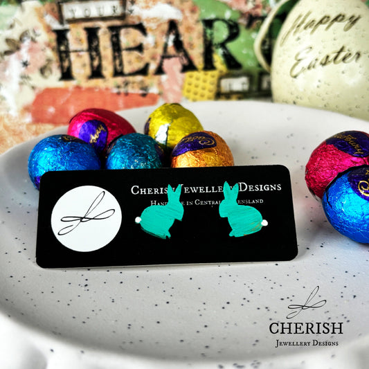 Hand painted Cottontails Stud