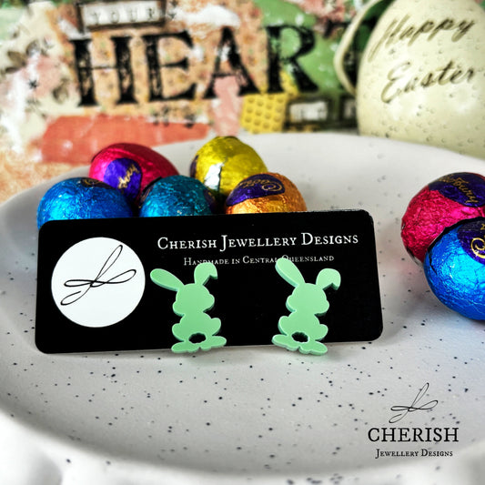 Pastel Hoppy Bunny Stud Earrings