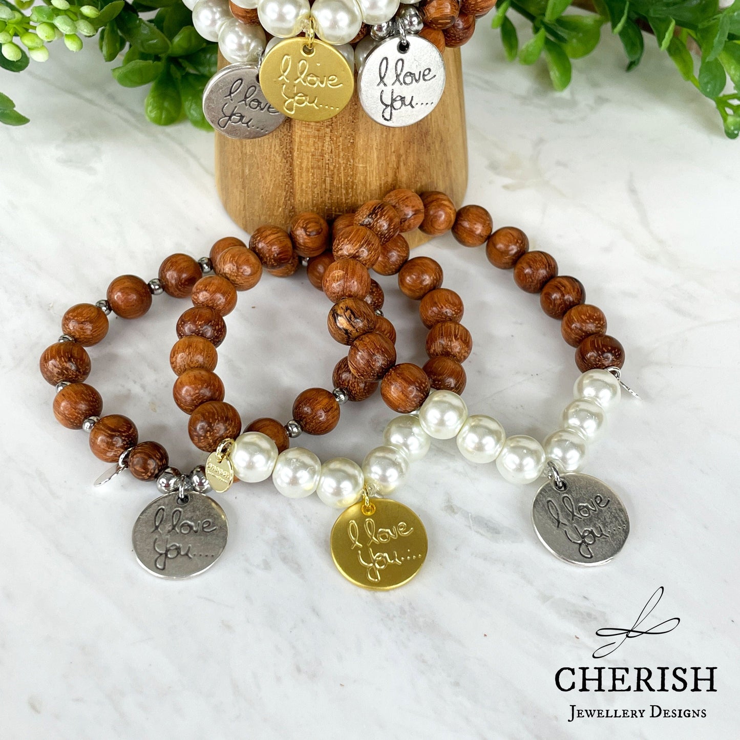 Alara Timber and Pearl I Love You Bracelet