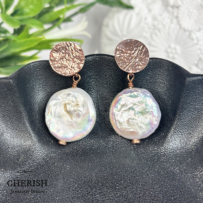 Inara coin pearl stud earrings