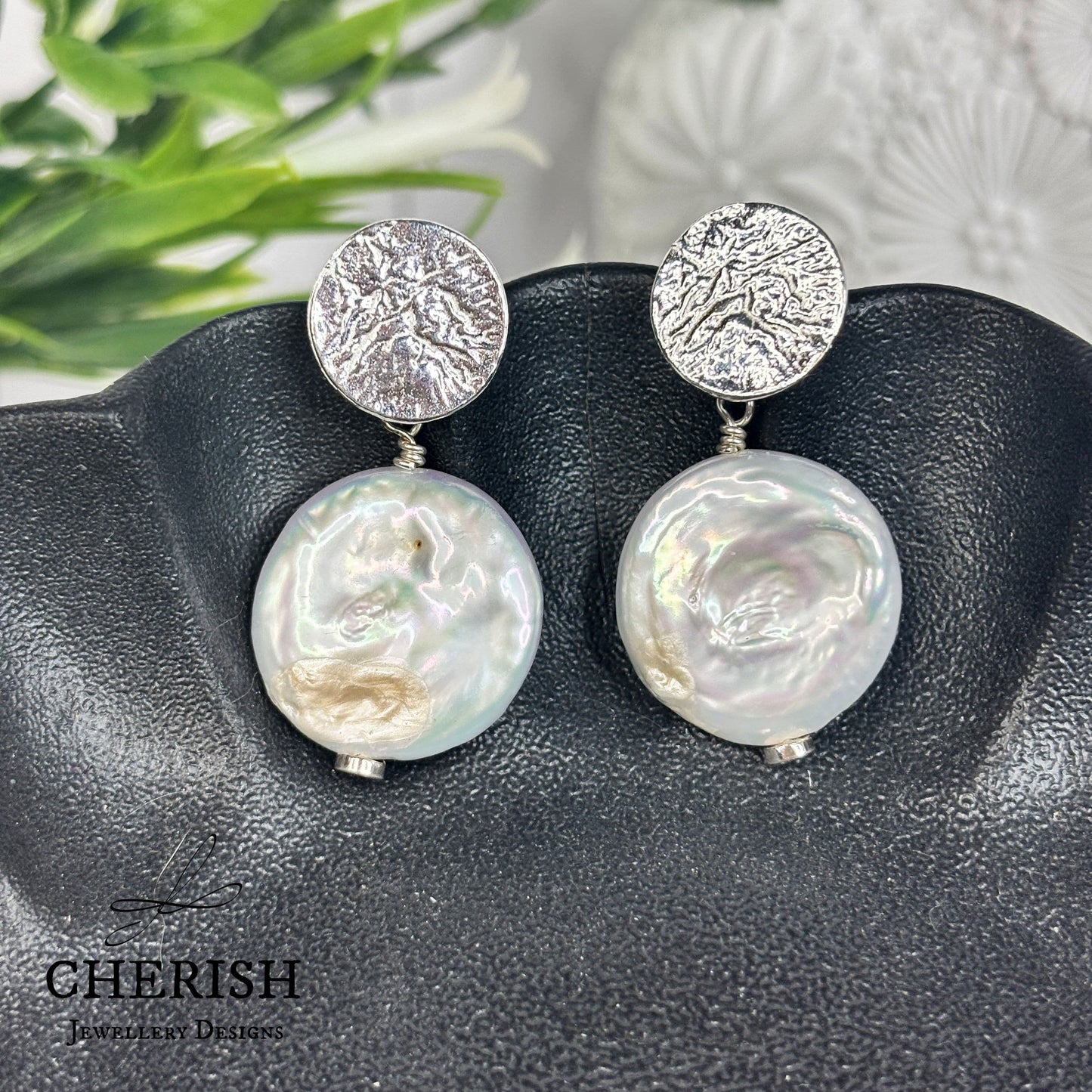 Inara coin pearl stud earrings