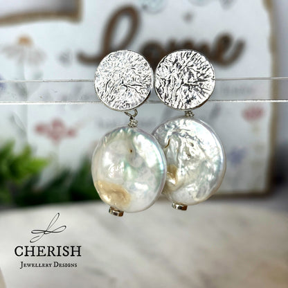 Inara Coin Pearl Stud Earrings