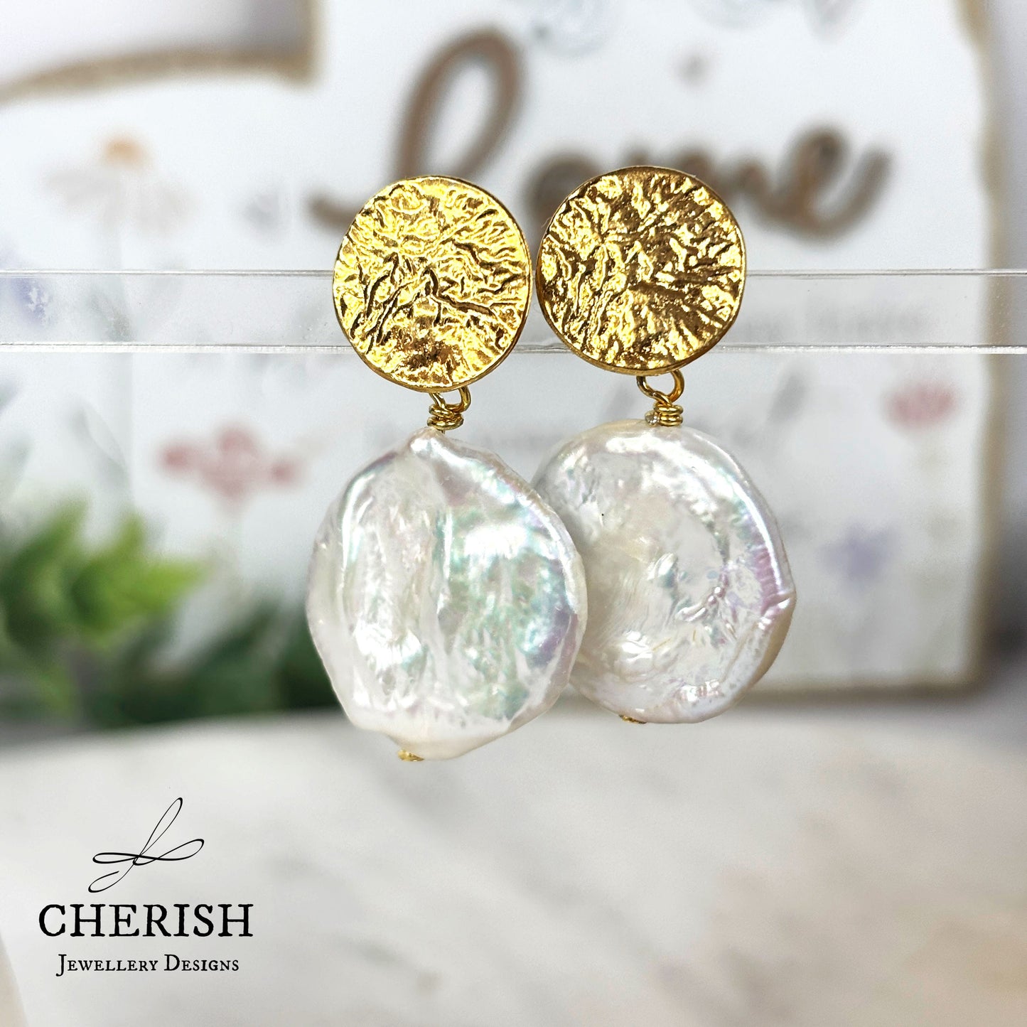 Inara Coin Pearl Stud Earrings